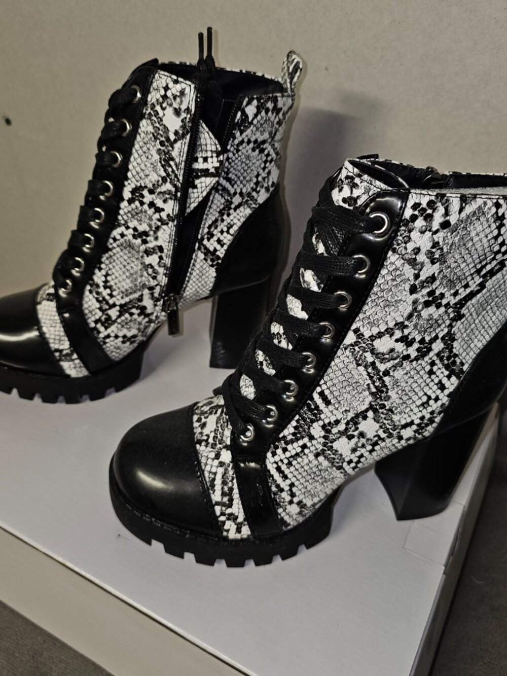 Black animal print boots